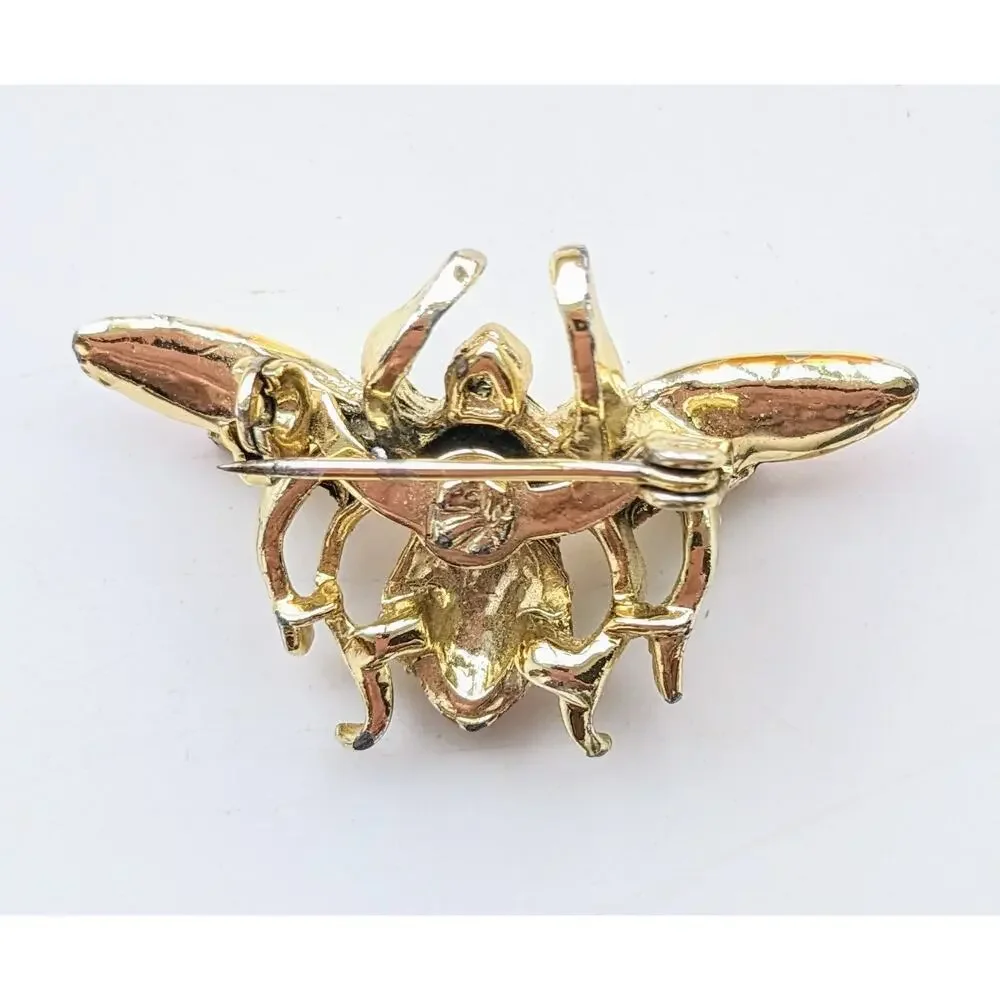 Tiny Wonder Honey Bee Pin Enamel Gold Tone Brooch Pin Vintage 1990's